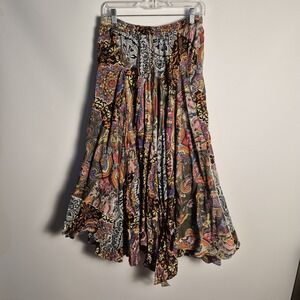 Boho Patchwork Maxi S Cotton Gypsy Artisan Style Paisley Hippie Flowy Skirt